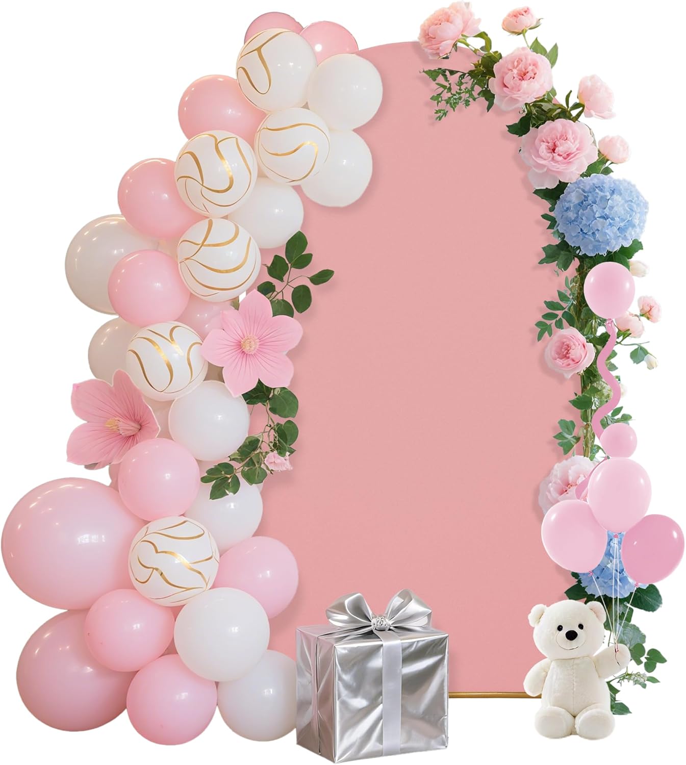 6.6FT Wedding Arch Covers Arch Backdrop Cover Arch Stand Covers Set Arch Cover Spandex Fabric Stretchy Backdrop for Wedding Birthday Party Decoration Baby Shower (Light Pink)