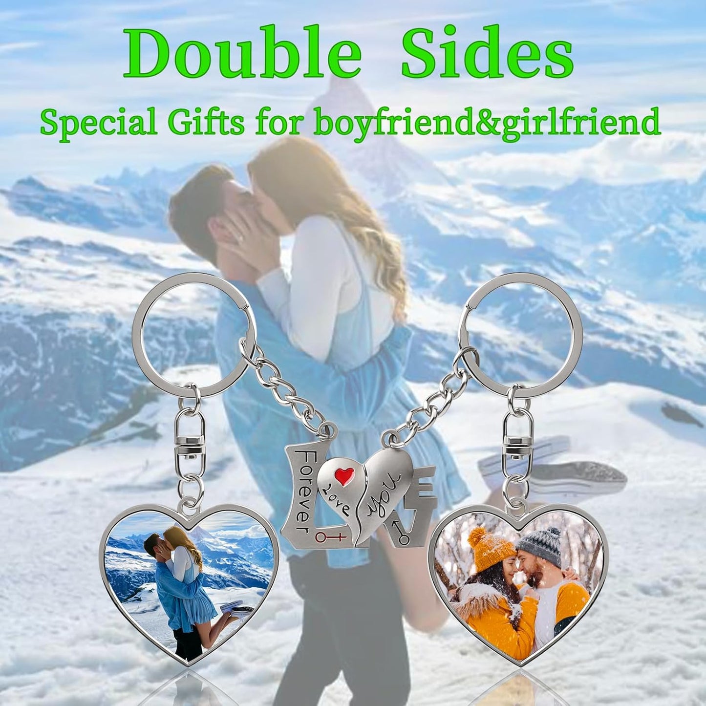 Double Side Custom Keychain with Picture Personalized Engraving Photo Text Customized Gifts for Men Women