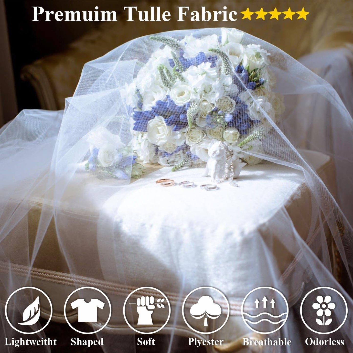 54" by 20 Yards Purple Tulle Fabric Rolls - Tutu Spool Bolt for DIY Wedding Decoration, Baby Shower Tutu Skirt, Gift Wrapping - Matte Tulle, Roll Packaging