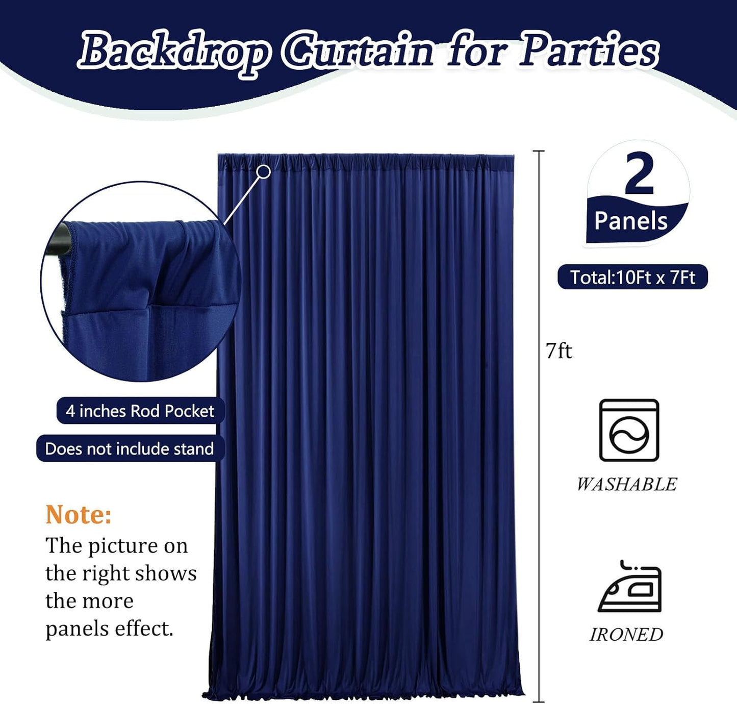 10 x 7 Feet Royal Blue Backdrop Curtain for Partie, Background Curtains for Photoshoot, Birthday, Wedding, Halloween, Thanksgiving, Christmas Day, New Year Party Decorations 5Ft x 7Ft, 2 Panels