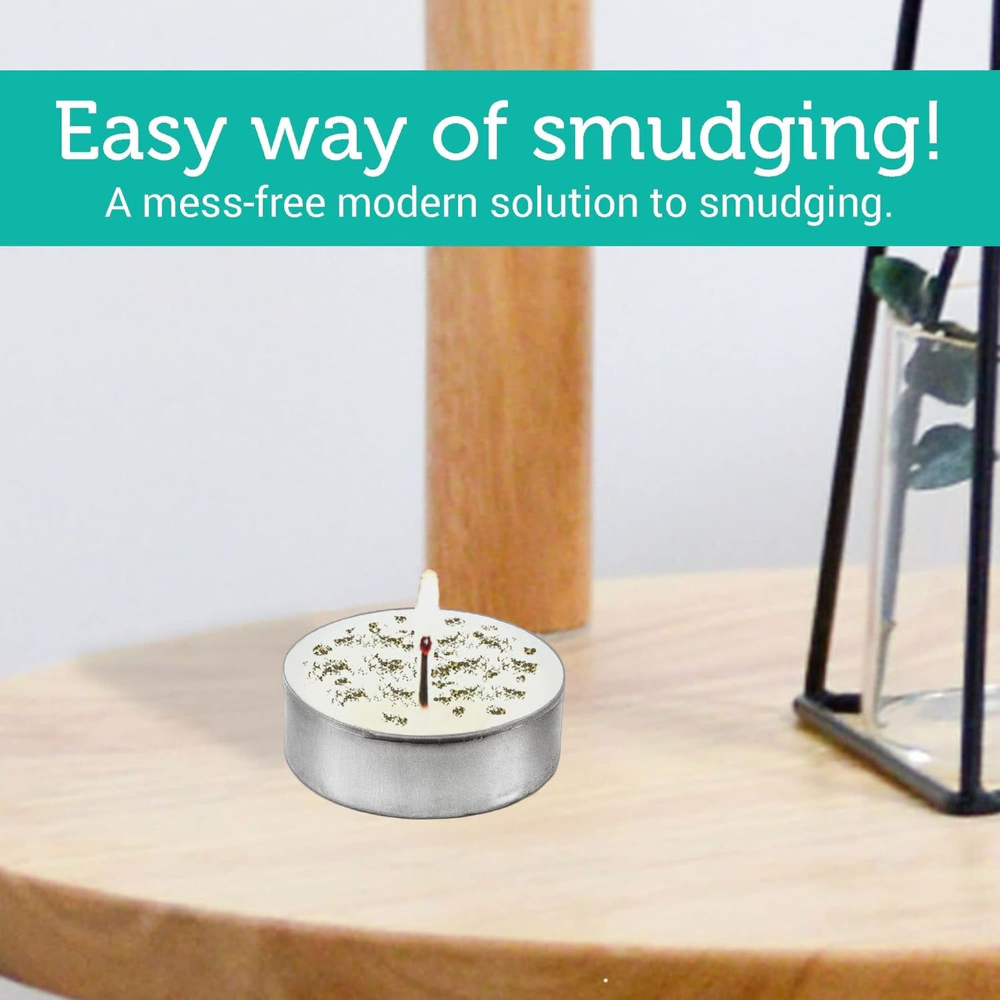 SOUL STICKS 12 Pack Little Smudgies Tealight Candles Smudge Candle for Cleansing House, Meditation, Chakra Healing | Made with Crystals and Herbs (White Sage & Eucalyptus)