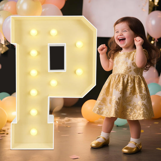 Marquee Light Up Letters: 3FT Large Decorative Signs for Party Decorations Baby Shower Birthday Wedding Engagement Anniversary, 3 Feet Tall Pre-Cut DIY Foamboard Letter P - Easy to Assemble