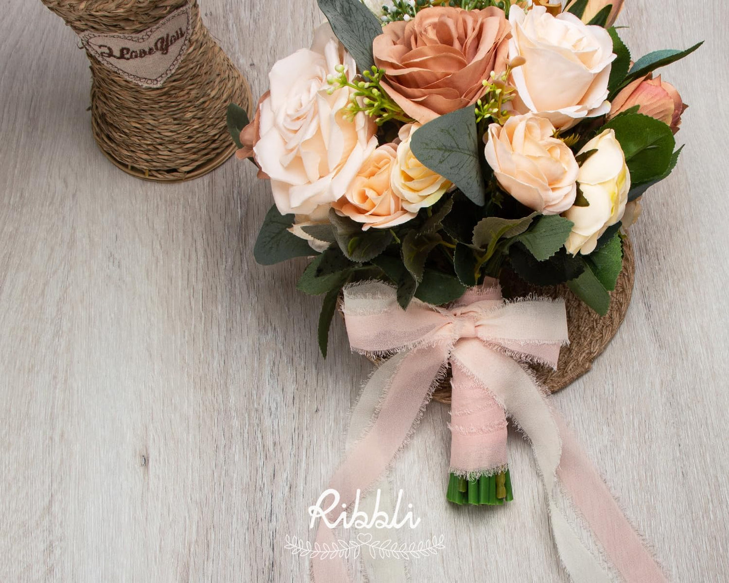 Ribbli Blush Pink Ribbon 1 Inch x 3 Rolls Total 24 Yards Pink Handmade Fringe Chiffon Silk Ribbon for Wrapping Wedding Invitations Bridal Bouquets DIY Crafts Home Decor