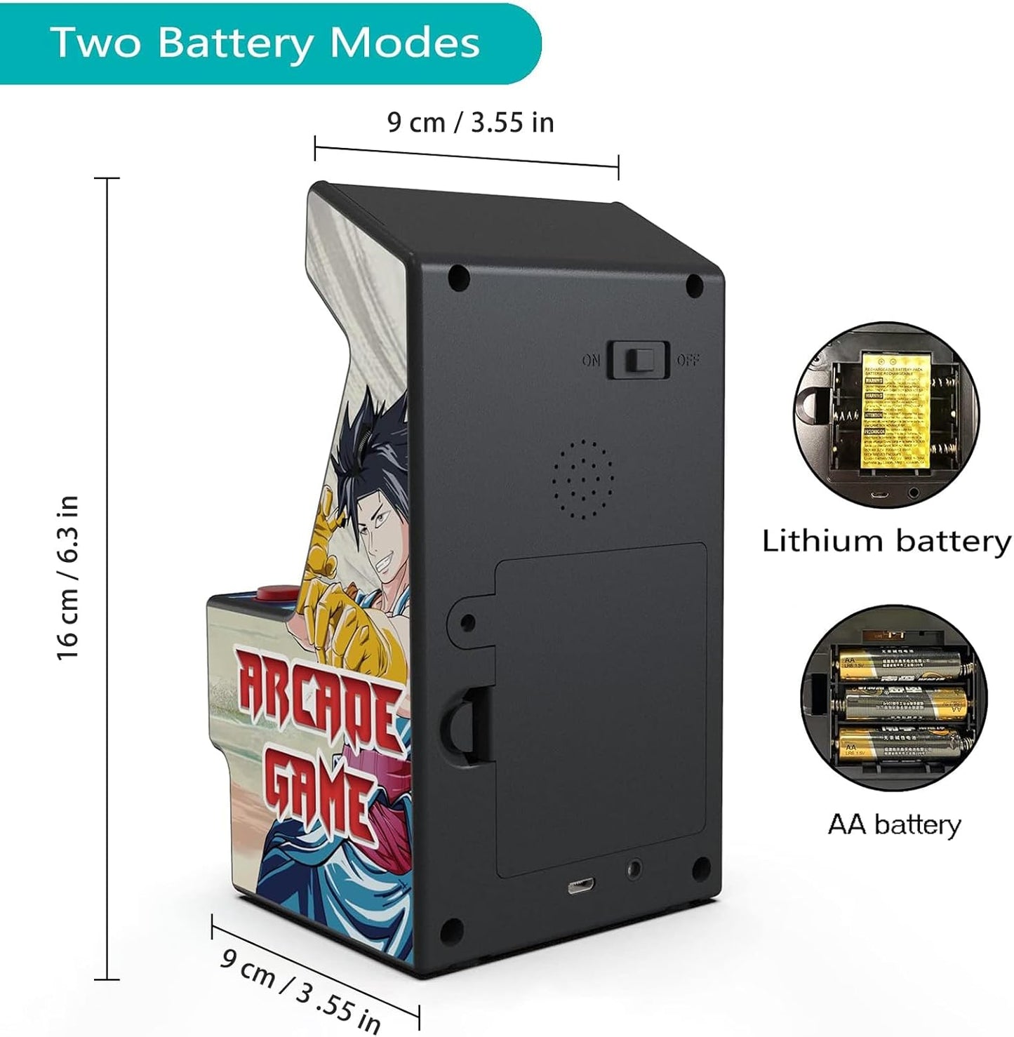 Mini Arcade Machine, Retro Gaming Console, Handheld Game Console with 156 Classic 16-Bit Video Games 2.8 Inch Color Display, Rechargeable Battery, Support for TV Output, Birthday Present for Children