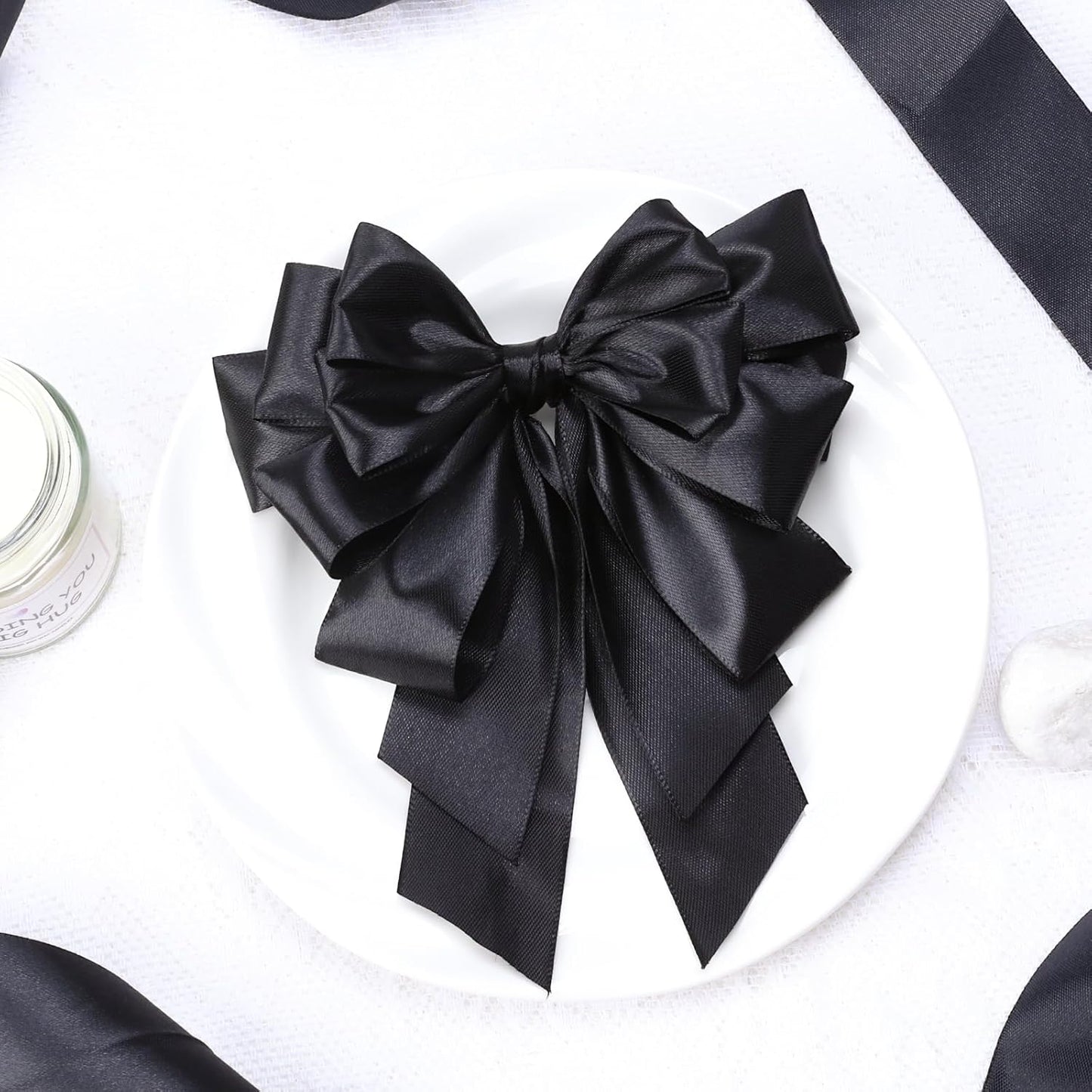 NESCCI 100 Yards Ribbon,1-1/2 Inch Black Satin Ribbon,Single Face Satin Ribbons,Perfect for Gift Wrapping,Wedding Decoration,Handmade Bows,Wrapping Bouquet,Halloween, Christmas