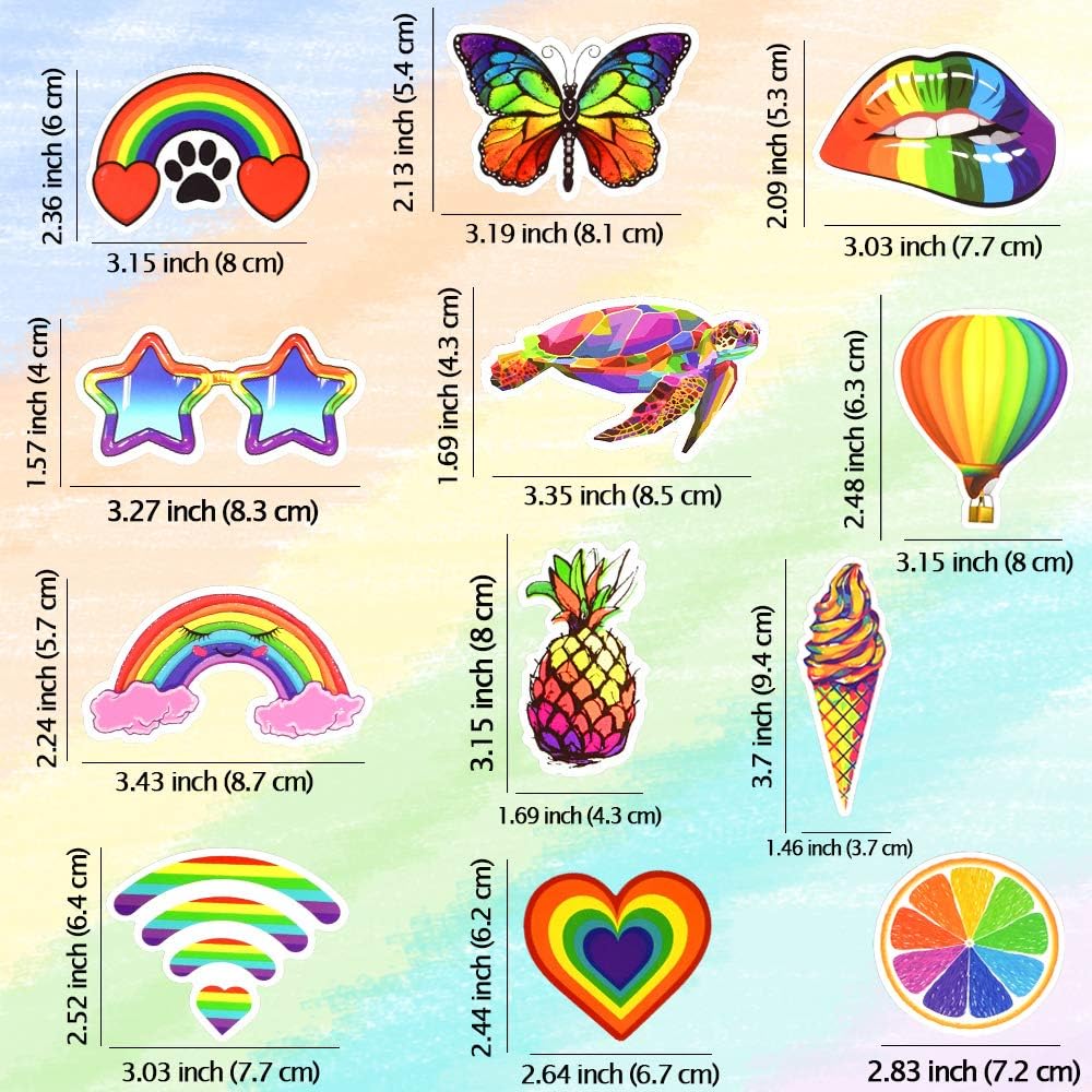 QTL Rainbow Stickers for Kids Pride Stickers for Water Bottles Laptop LGBT Waterproof Vinyl Packs 50Pcs