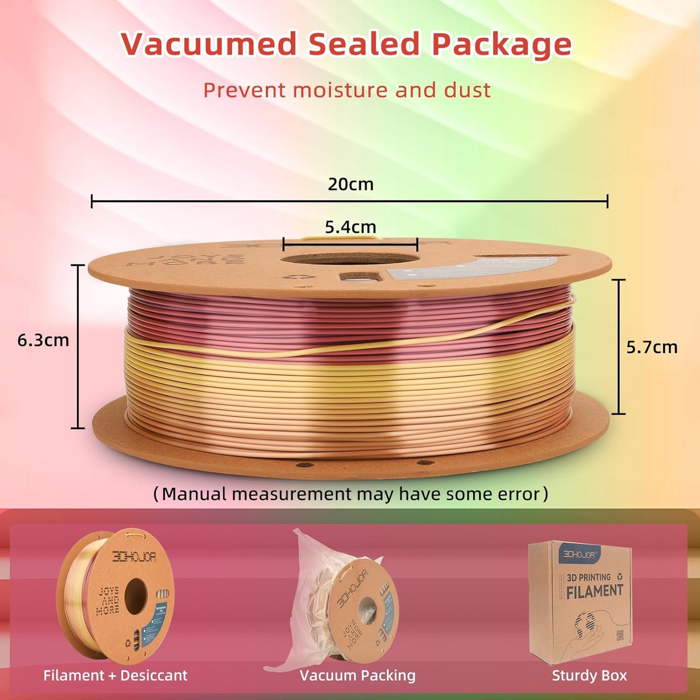 Silk PLA 3D Printer Filament 1.75mm Silk Shiny Fast Gradient Color Change Rainbow Multicolor PLA Filament 1kg (2.2lbs) /Spool for FDM 3D Printers-Tulipa