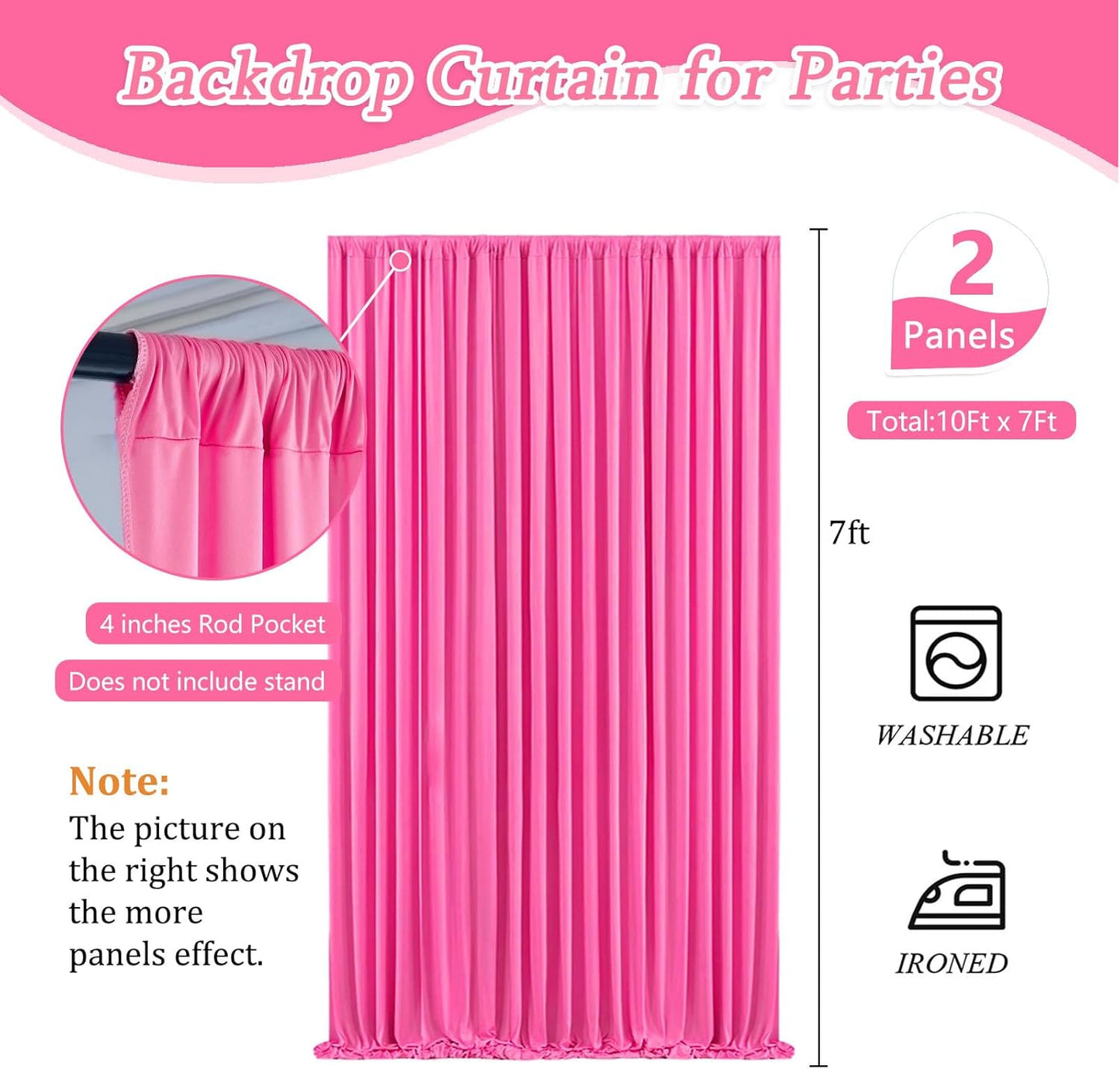 10 x 7 Feet Pink B Backdrop Curtain for Partie, Background Curtains for Photoshoot, Birthday, Wedding, Halloween, Thanksgiving, Christmas Day, New Year Party Decorations 5Ft x 7Ft, 2 Panels