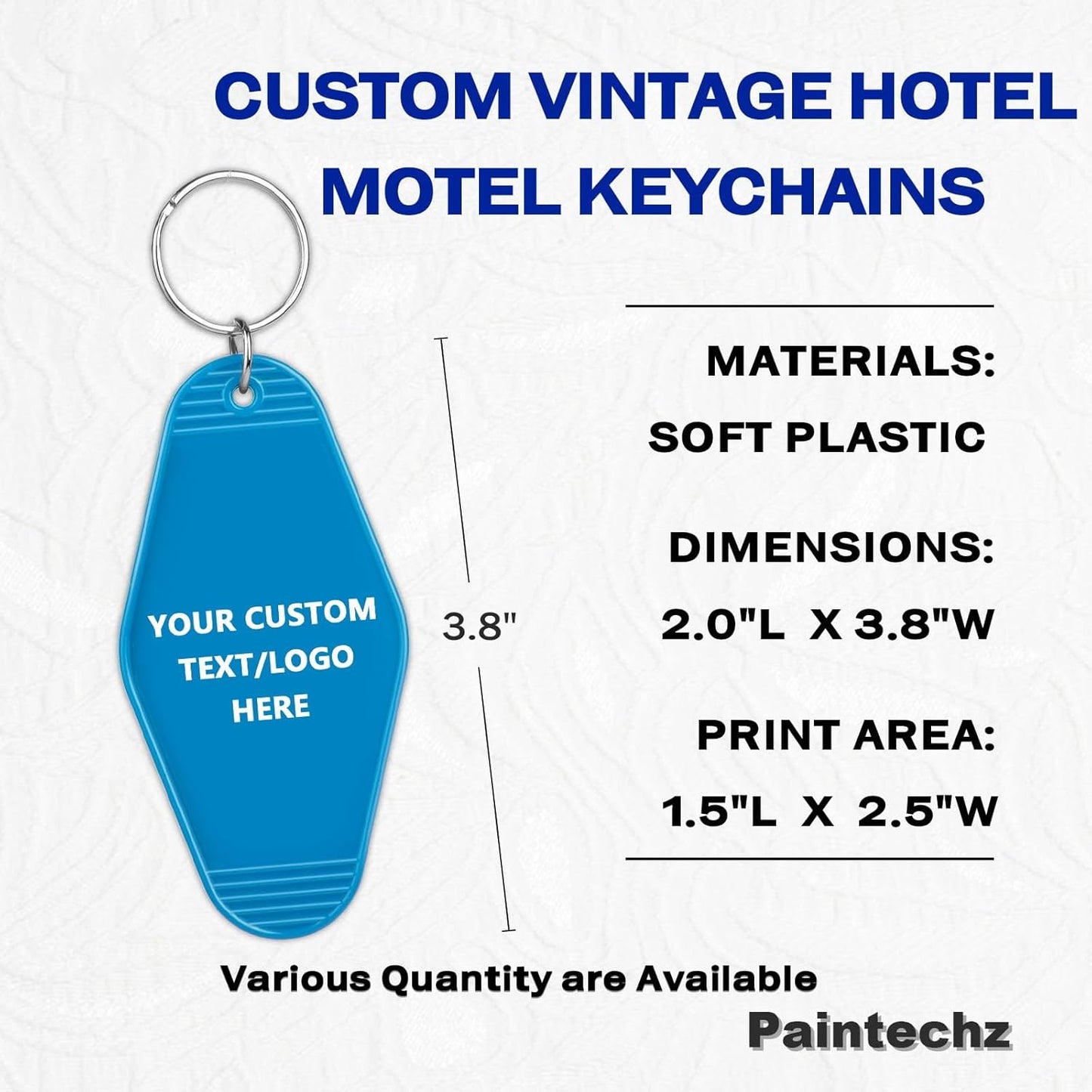 Custom Vintage Hotel Motel Keychains 100 Pack, Personalized Logo, Text Bulk - Perfect for Tradeshows, Campaign Gifts - Customizable Key Tags