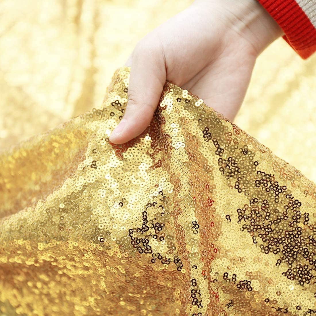 Poise3EHome Gold Sequin Backdrop Curtain, 10Ft x 10Ft Golden Glitter Photography Background Curtains, Sequence Backdrop Drapes for Party Festival Decor