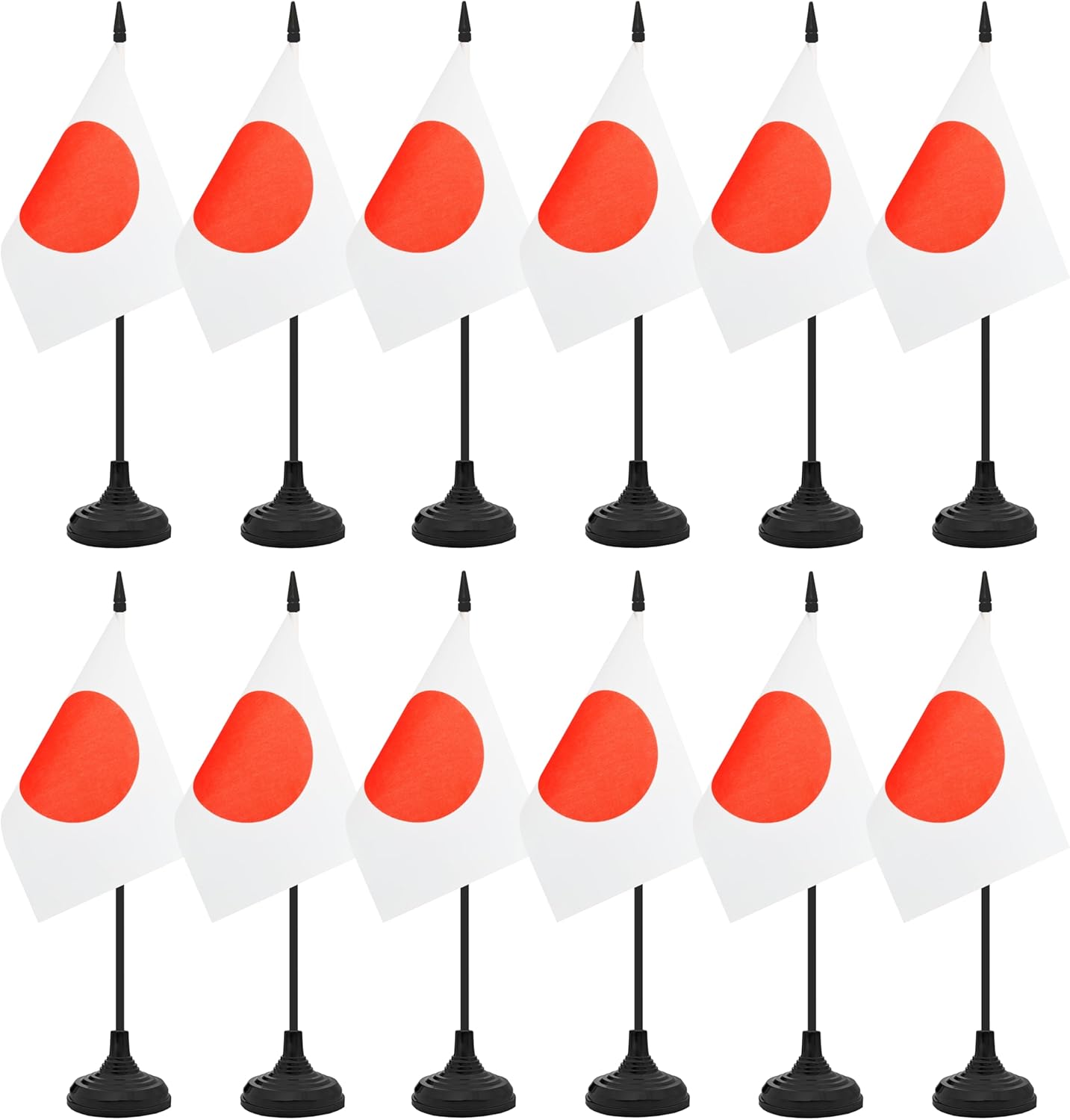 12 Pack Japan Desk Flag Set, Japanese Table Office Flag, Small Miniature Desktop Flag With Black Pole and Black Base, Classroom, Offices Meeting Desk Decoration (Japan)