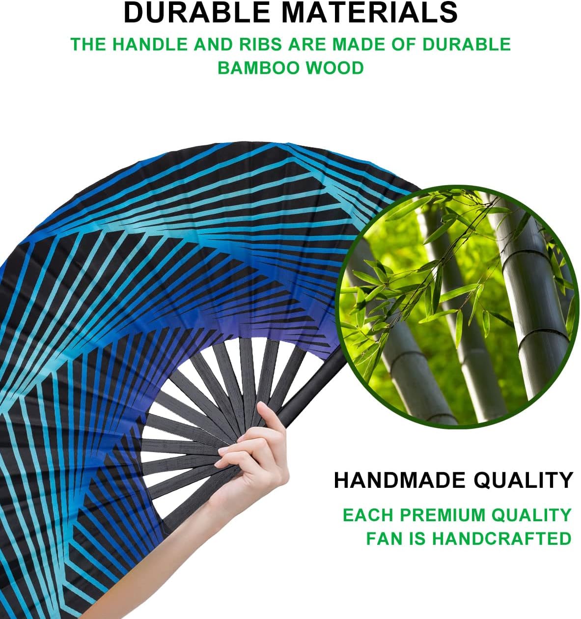 Amajiji Large Folding Hand Rave Fan Popping Fan for Line Dancing Clacking Fans for Boots On The Ground Dance,Party,Decoration,Festival (Geometric Illusion)