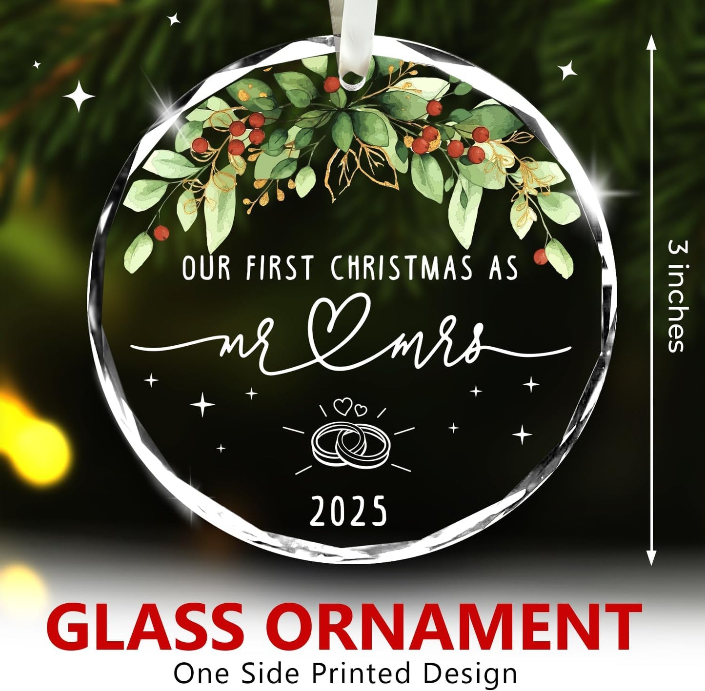 NewEleven Wedding Gifts for Couples 2025 - Mr and Mrs, Just Married Gifts for Couple, Newlywed - Wedding Ornament, Meaningful Gift from Friend, Family - Christmas Ornament