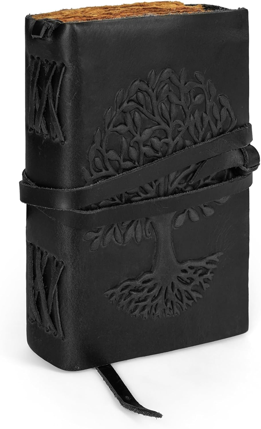 LUXEORIA Tree Of Life Leather Journal for Women and Men, Handcrafted Leather Journal for Writing Womens, Sketchbook, Travel Diary with Unlined Deckle Paper, Black 5x7