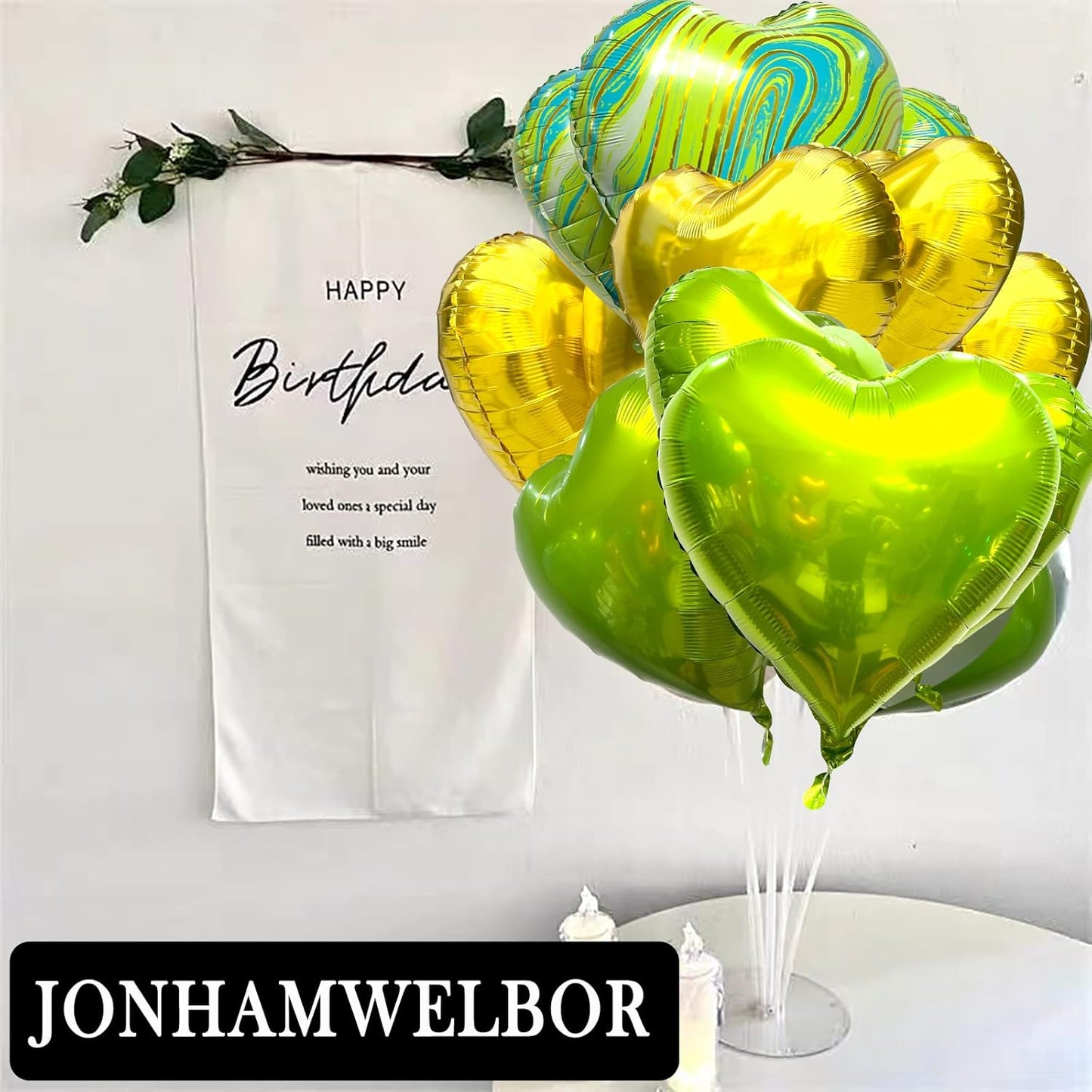 Jonhamwelbor 20Pcs 18 inch Gold Foil Mylar Heart Shape Balloons Decorations Valentines Birthday Wedding Baby Shower Party (Gold)