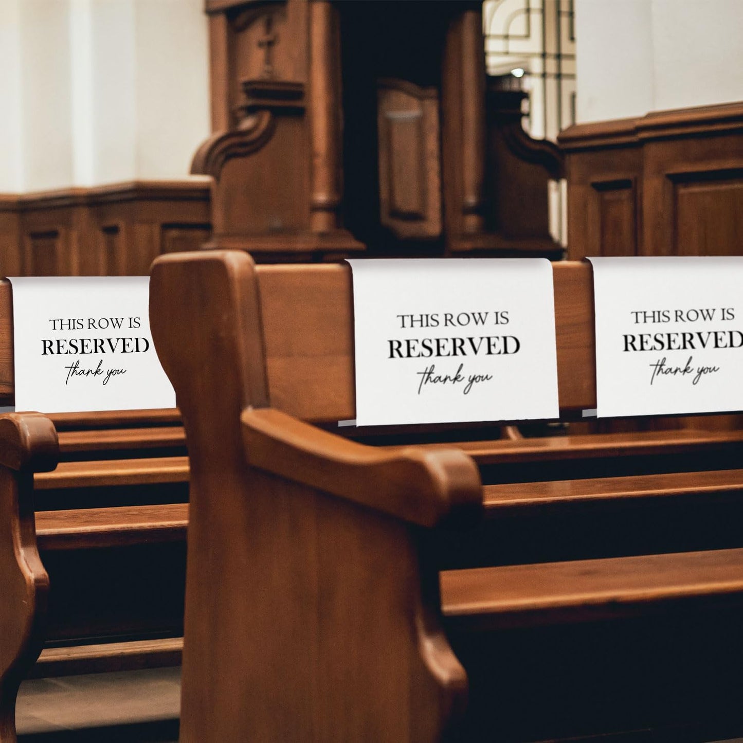 Reserved Seating Chair Signs, This Row Is Reserved Pew Cloths Seating Placeholder for Church Pews, Wedding Decorations for Reception Parties Celebrations Event Meetings (8 PCS, White)