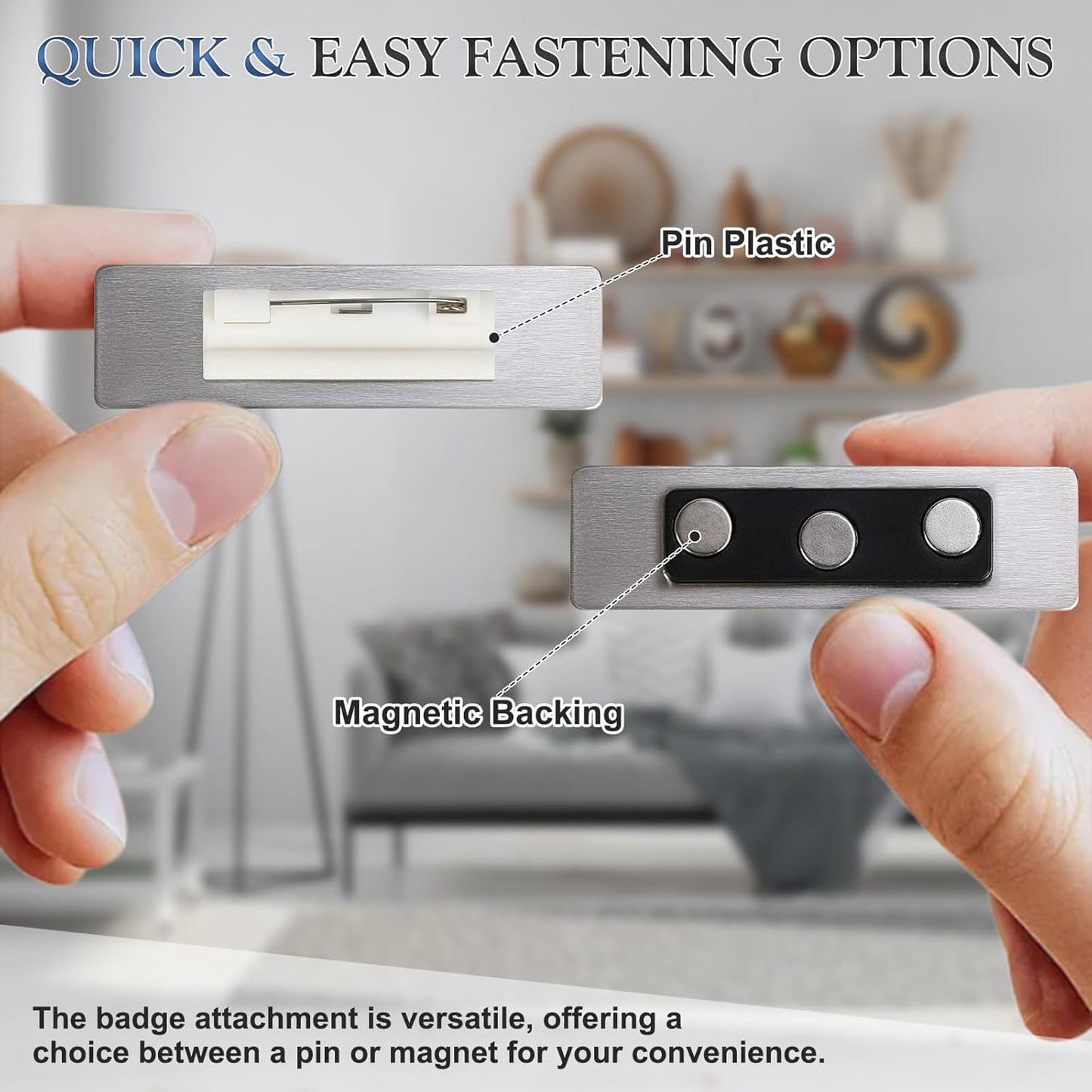 Custom Engraved Name Tags Badges with Logo Text, Personalized Identification Metal Name Tag for Classroom, Business, Office, Doctor, Teacher, Realtor (Black)