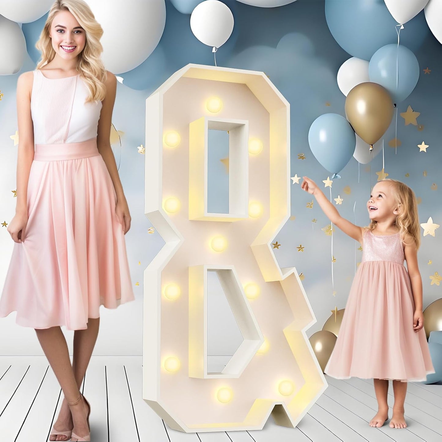 Ledido 4FT Marquee Light Up Letters, Large Light Up Letters for Party Decoration, Marquee Letter for Birthday Graduation Baby Shower Wedding, Pre-cut Foam Board Assembly Required Letter &