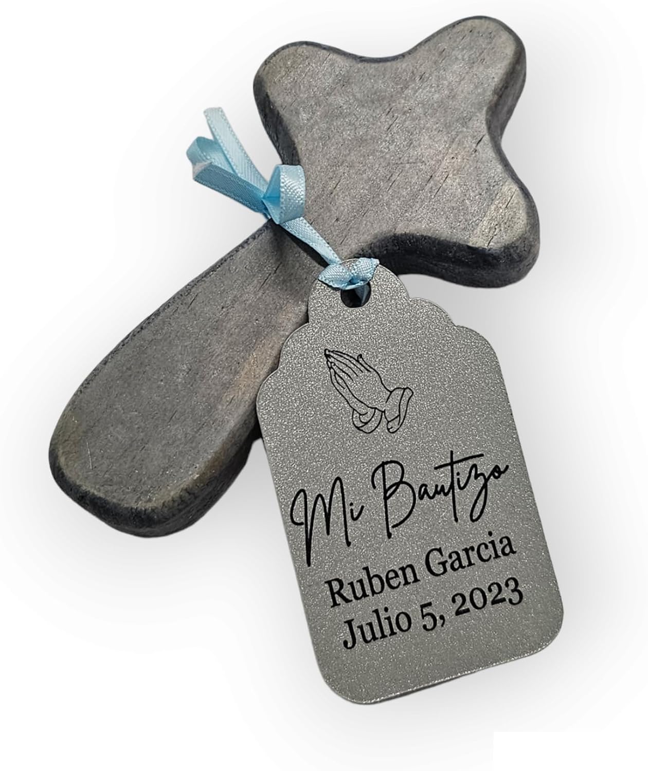 Mi Bautizo Baptism Christening Personalized Thank You Tags 20 pcs - More Colors Available (blue shimmer)