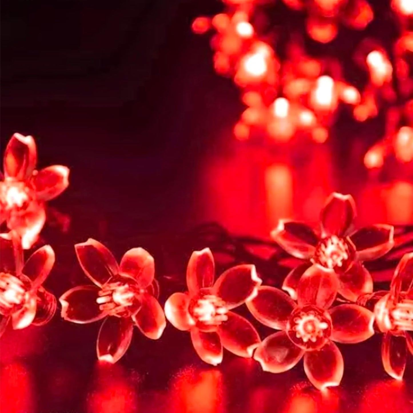 Cherry Blossom Flower String Lights, 100 led 33 feet 8 Mode Plug in Fairy Lights for Valentine's Day, Wedding, Birthday Party, Christmas Easter Tree Hanging Decorations (Red)