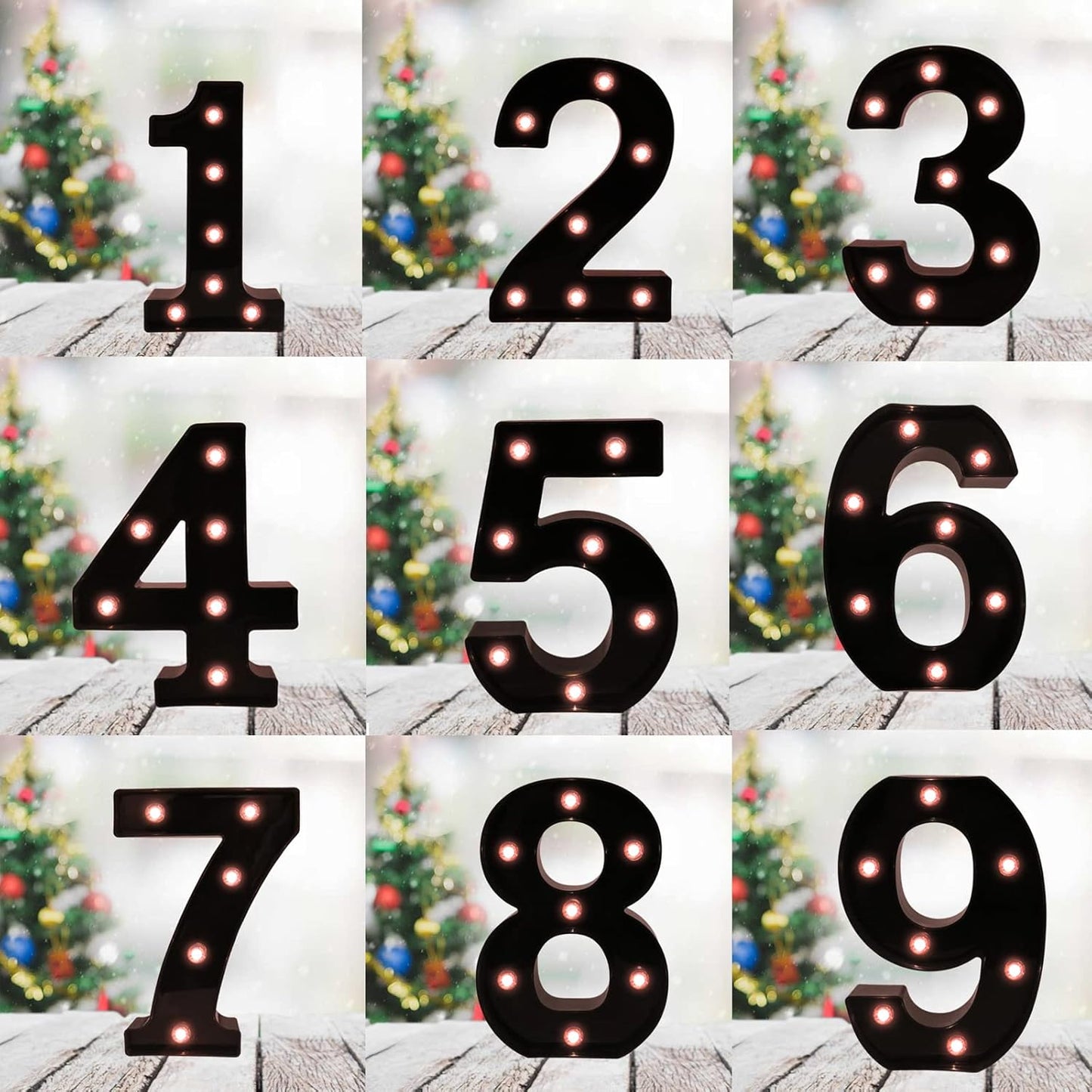 Light Up Black Alphabet Marquee Number Sign LED Marquee Number Lights Sign for Night Light Home Bar Christmas Lamp Birthday Party Wedding Decoration 0