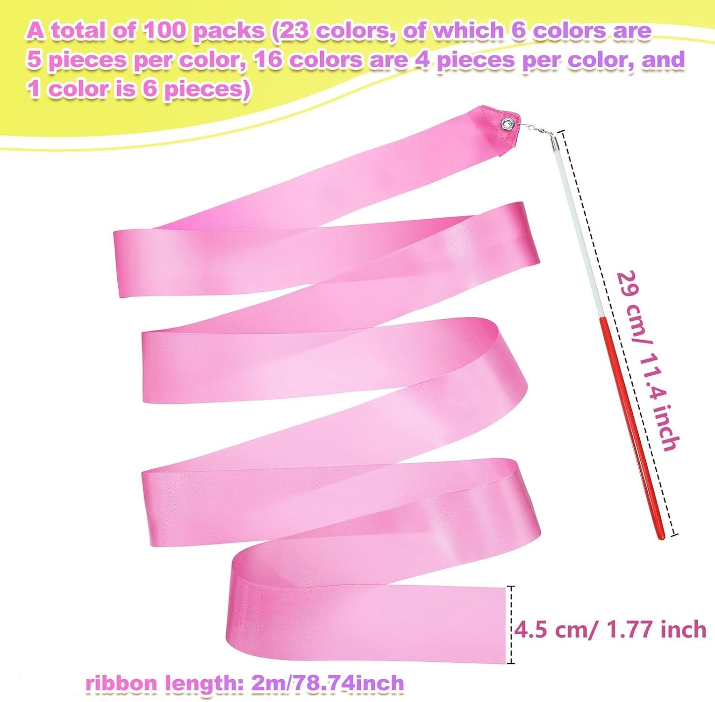 Yilloog Ribbon Dancing Wands Party Favors, 78.7 Inch Gymnastics Ribbon Streamers Rainbow Artistic Ribbon Dancer Twirling Wands, Rainbow Birthday Decorations, Girls Party Games