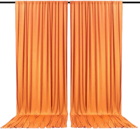 2 Panels Orange Backdrop Curtain, 10 x 7 Feet Background Curtains for Parties, Weddings, Baby Showers, Bachelorette Halloween, Christmas Birthday Party Photoshoot Backdrop Curtains Decorations
