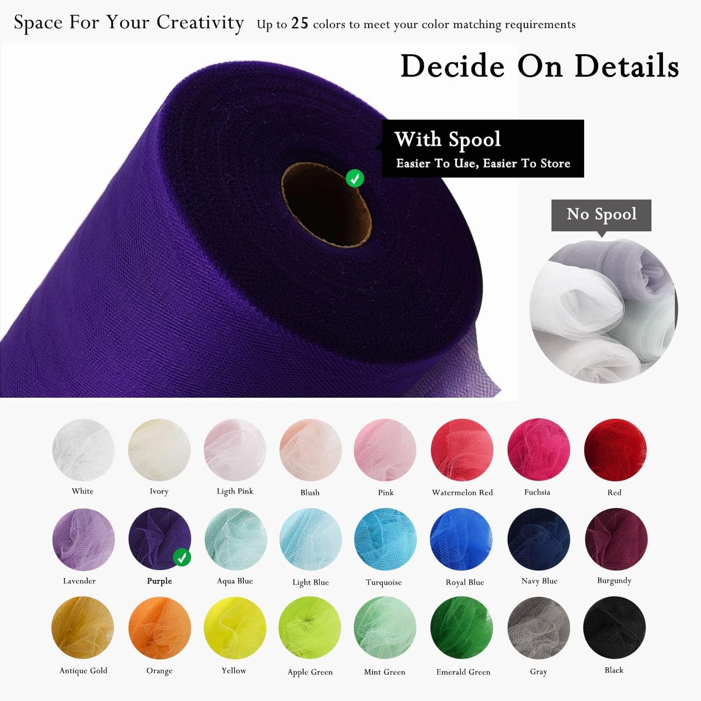 Purple Tulle Fabric Rolls 54 Inch by 40 Yards Tulle Bolt Spool for Wedding Decorations DIY Halloween Tutu Baby Shower Table Skirt Ceiling Decor Birthday Party Craft Supplies