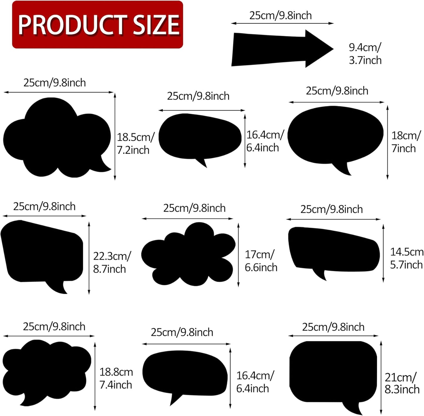 18pcs Blank Photo Booth Props Black Chalkboard Photo Booth Props Frame with Bubble DIY Photo Props for Birthday Wedding Party Supplies(Black)