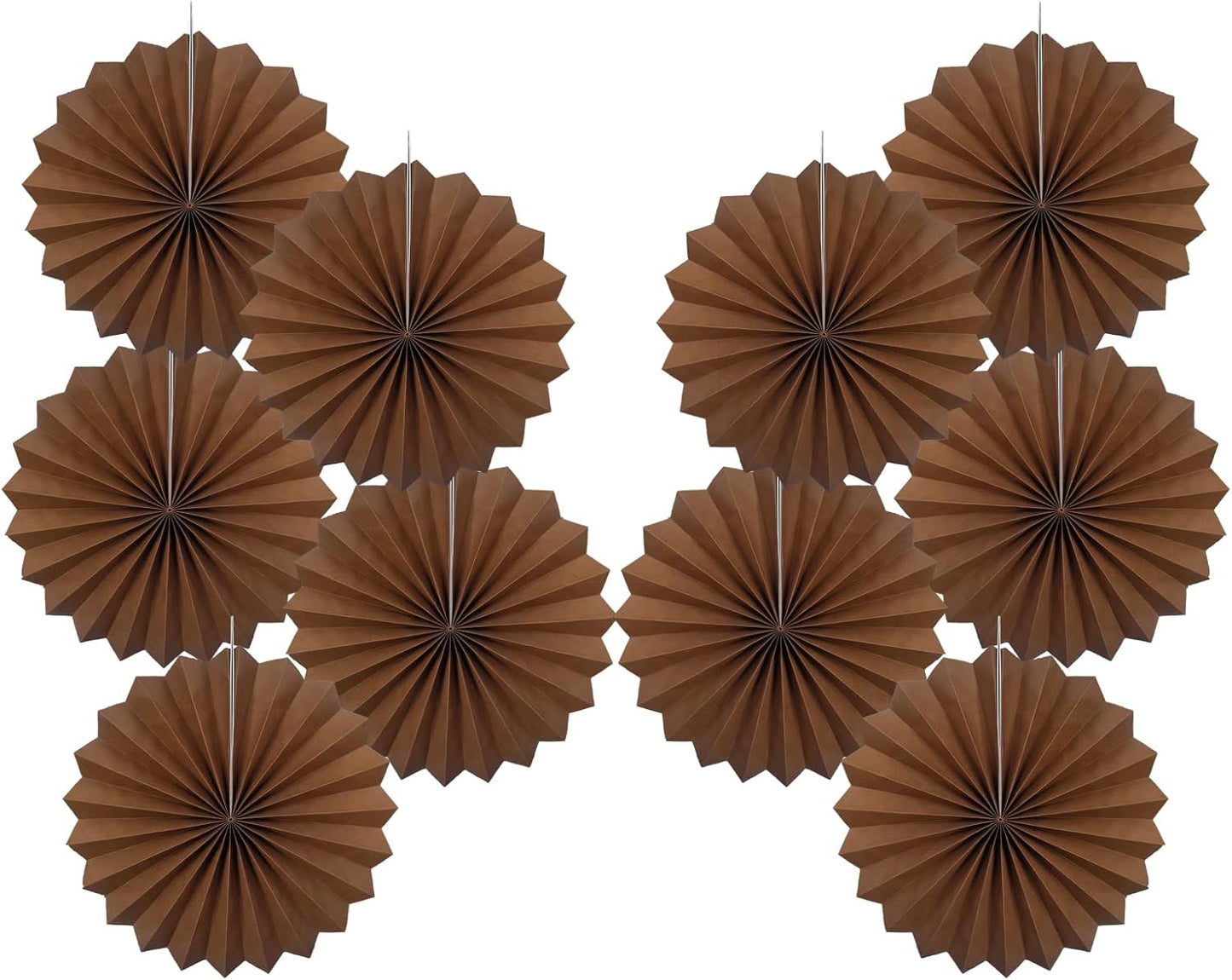 Brown Party Decorations,Brown Wedding Decorations for Party Events Accessories,Brown Birthday Decorations,Boho Party Decoration,Fall Decorations 8in Hanging Paper Fans 30 Color DIY Set(Brown)