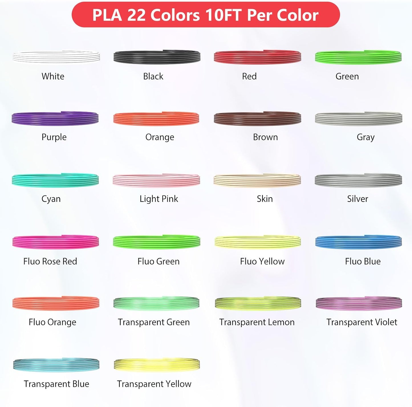 22 Colors 3D Pen Filament 1.75mm PLA, Each Color 10 Feet, Total 220 Feet 3D Pen Filament Refills 3D Printing Pen Refills with High-Precision Diameter Not Compatible with 3Doodler Pen