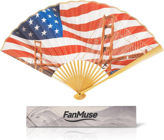 Folding Paper Hand Fan – Golden Gate Bridge Art Folding Fan, Decorative Handheld Paper Fan for Party, Wedding, Travel, Cooling, Home Décor, Gift & Collector Display