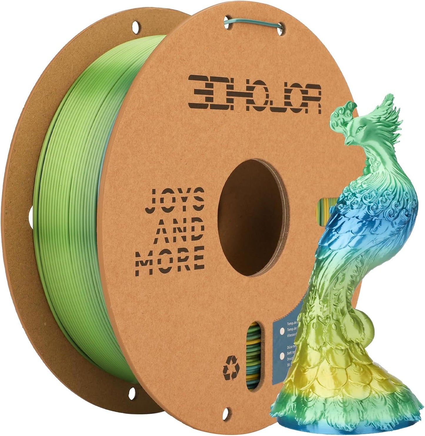 Silk PLA 3D Printer Filament 1.75mm Silk Shiny Fast Gradient Color Change Rainbow Multicolor PLA Filament 1kg (2.2lbs) /Spool for FDM 3D Printers-Ivy