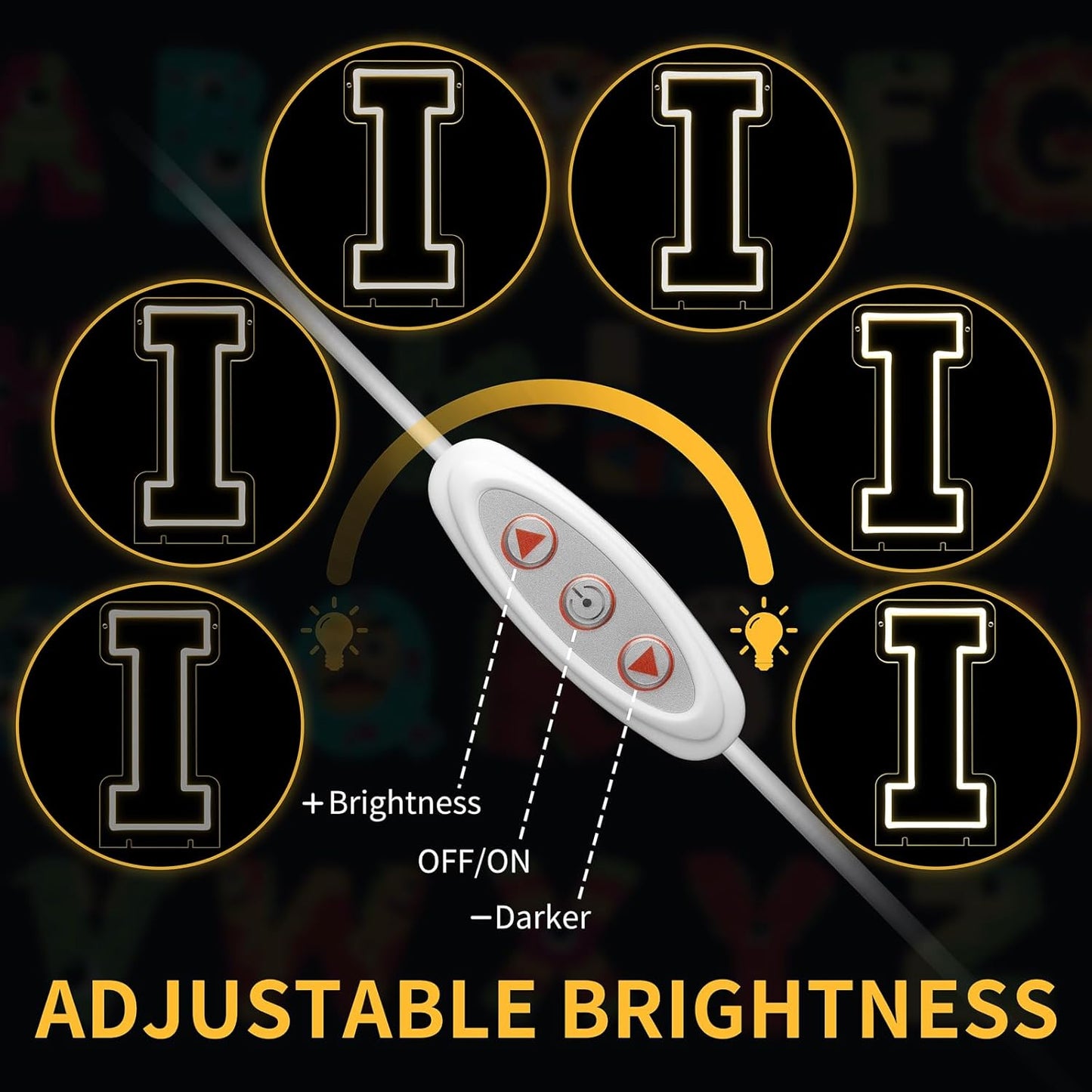 Light Up Letters I, Led Marquee Letter Lights Neon Sign, 13.9" Height Decorative Lighted Alphabet Number, Battery/USB Powered Led Letters Lights for Wedding, Birthday, Party, Christmas or Home Decor