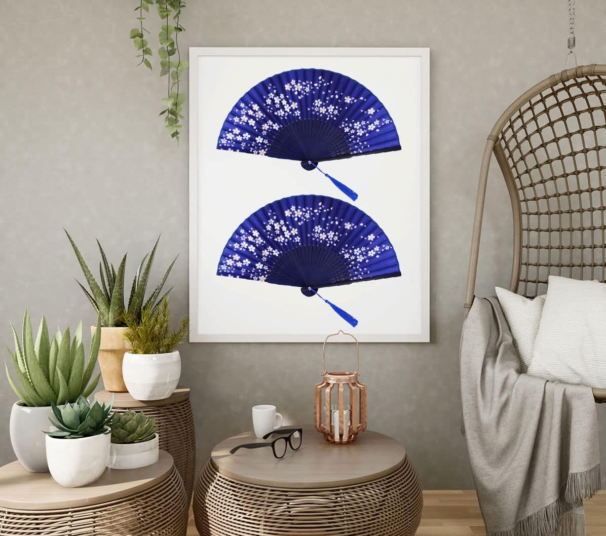 Amajiji Folding Hand Fan for Women, Chinese Japanese Vintage Style Bamboo Silk Hand Held Folding Fans for Party Wedding Dancing Decoration Gift Performance (AM-17)