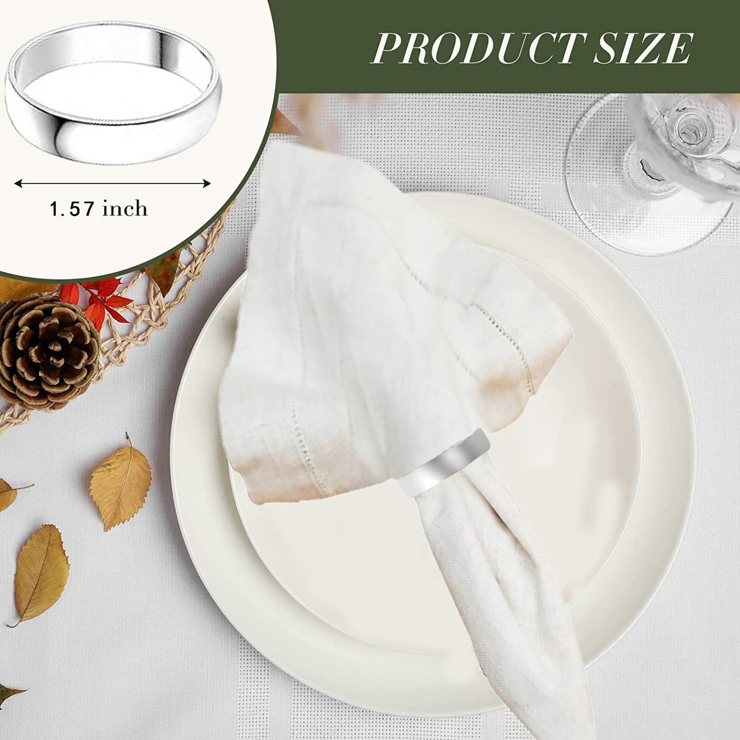 Silvery Napkin Rings-10 Pcs Stainless Steel Napkin Rings,Metal Napkin Ring for Table Settings Wedding Christmas Party Dinner Table