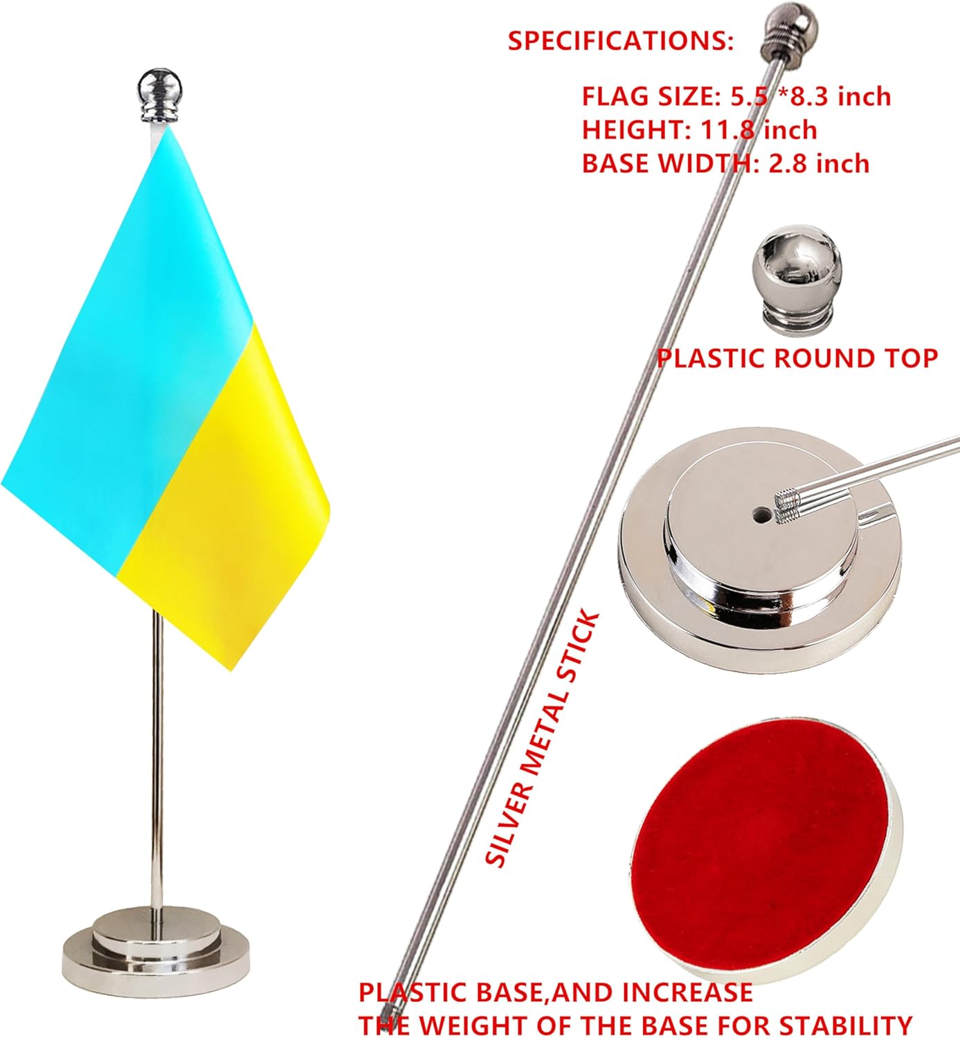 Ukraine Ukrainian Deluxe Desk Flag Set Small Mini Miniature Ukraine Ukrainian Table Desktop Flags,Festival Events Celebration,Office Decoration-2 Pack