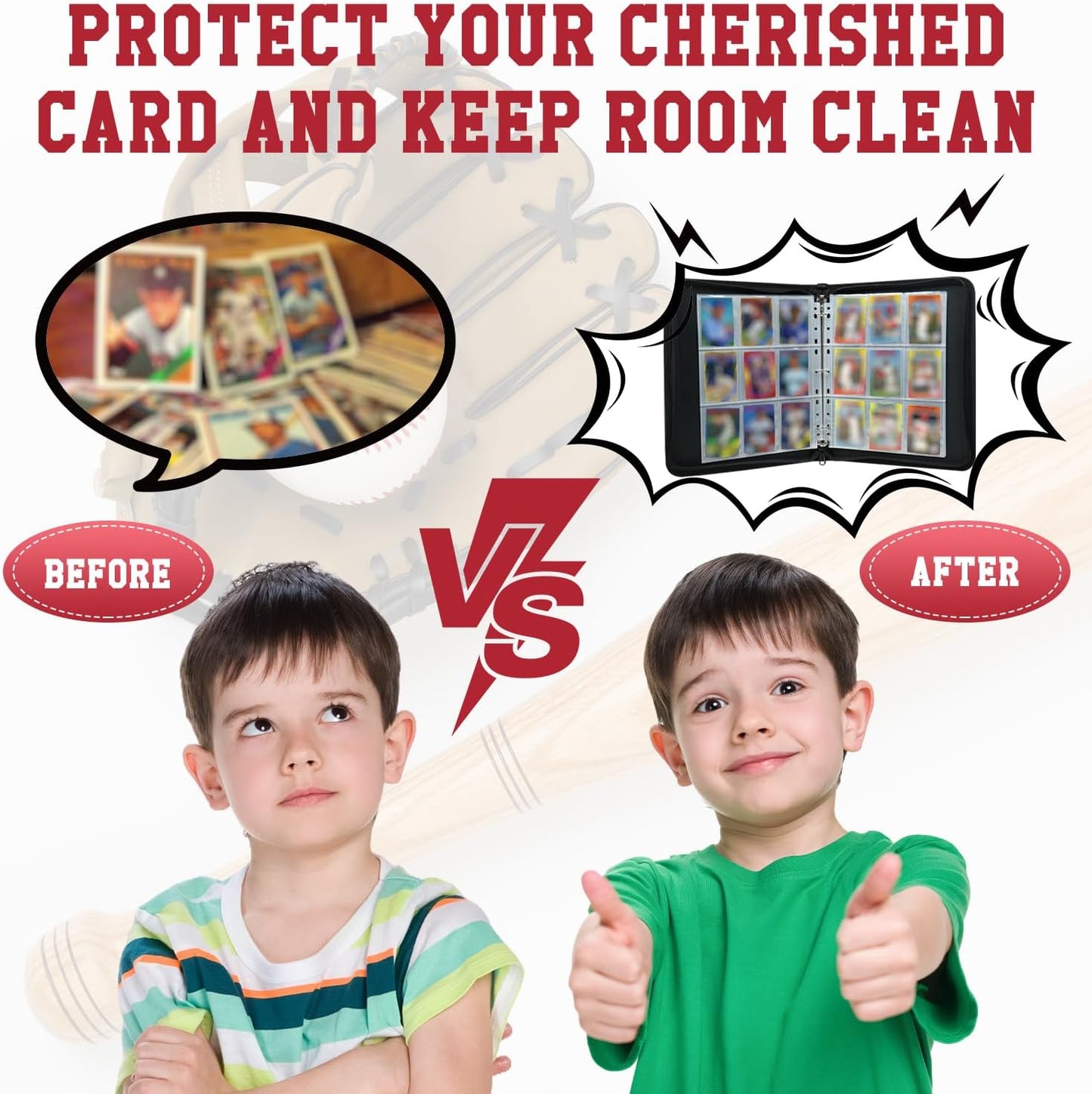 Trading Card Binder 9 Pocket - Baseball Card Binder with Sleeves 900 Double Sided Pockets Sports Trading Cards Album Cards Holder Protectors Set Fit for Game Cards, Sports Cards