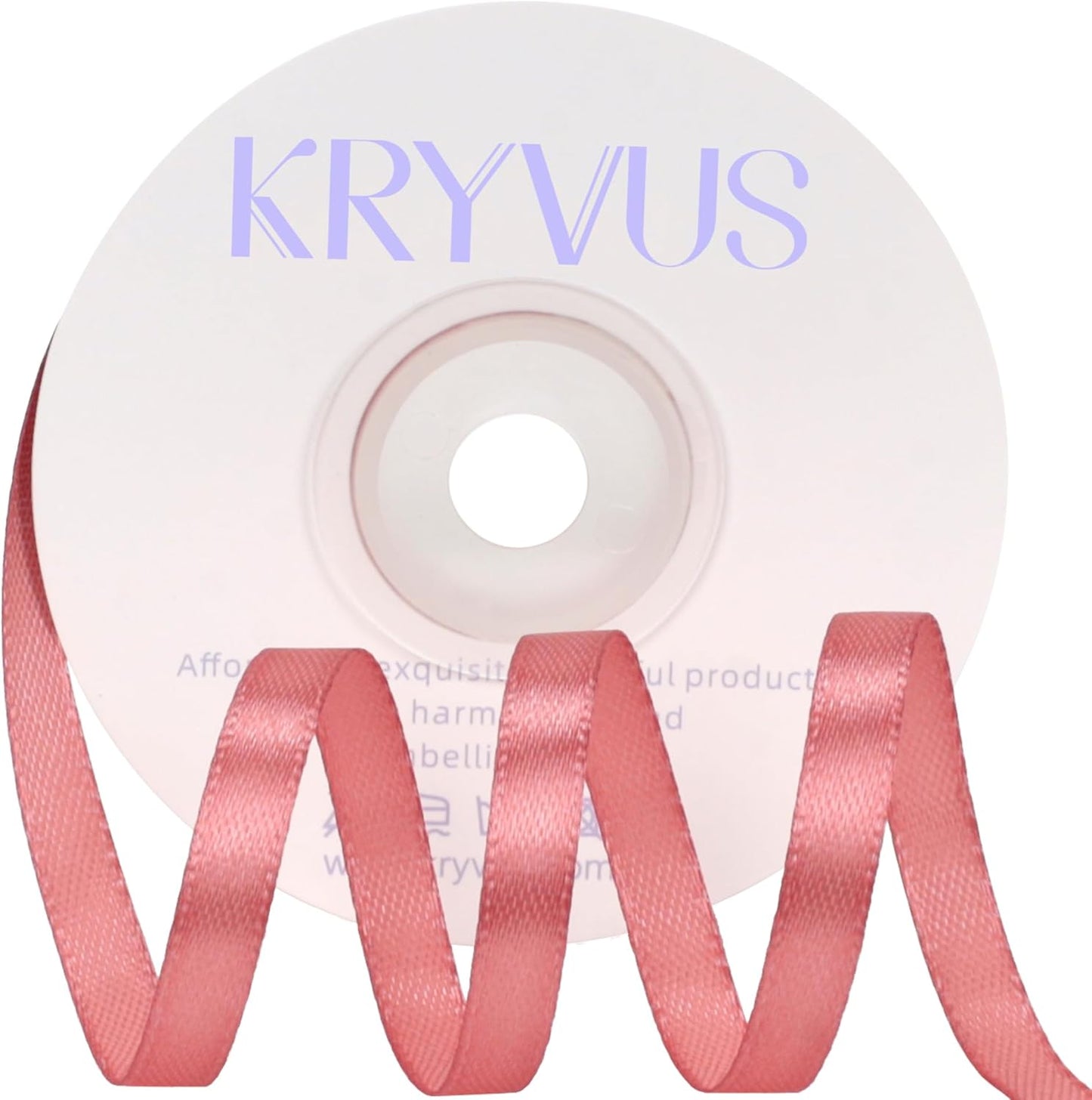 Rose Gold Satin Ribbon 1/4 inch X Continuous 25 Yards, Single Face Polyester Ribbon Perfect for Gift Wrapping, Flower Bouquet, Wedding Decor, Crafts, Bow Making, Sewing and More