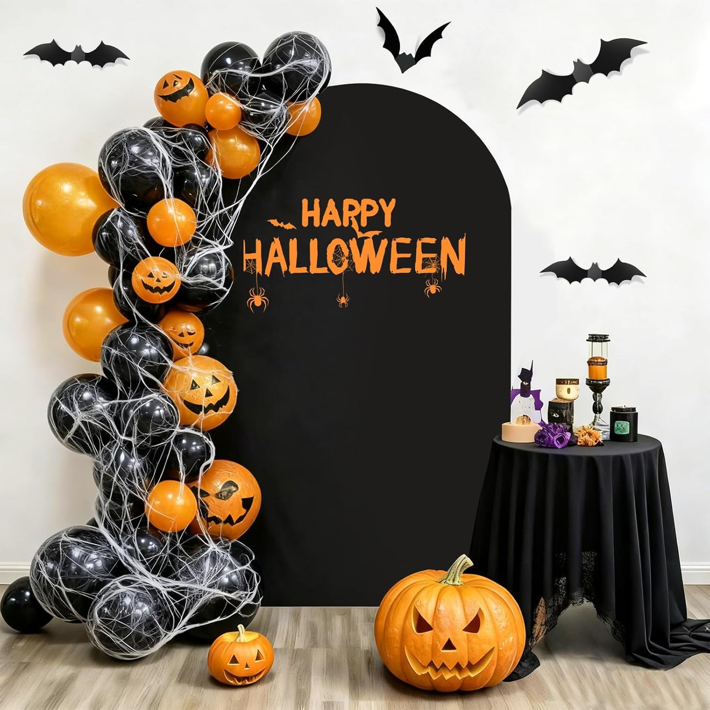 Hemmotop 6.6 ft Black Spandex Arch Cover (No Arch Stand), Spandex Arch Covers Stretchy Backdrop, Balloon Arched Cover 2-Sided, Arches for Backdrop for Wedding, Baby Shower Party Decoration