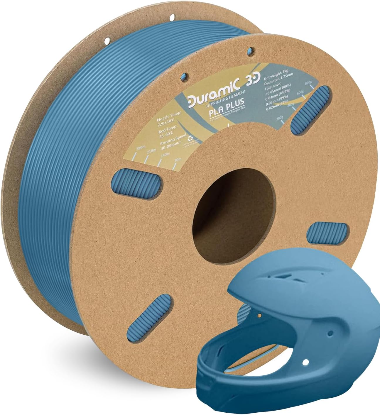 DURAMIC 3D PLA+ Filament 1.75mm 1Kg Denim Blue, PLA Plus Filament 1Kg Spool(2.2lbs) Tougher and Stronger, Dimensional Accuracy Probability +/- 0.02mm