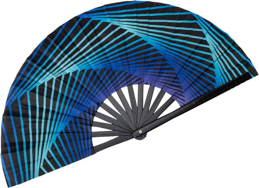 Amajiji Large Folding Hand Rave Fan Popping Fan for Line Dancing Clacking Fans for Boots On The Ground Dance,Party,Decoration,Festival (Geometric Illusion)