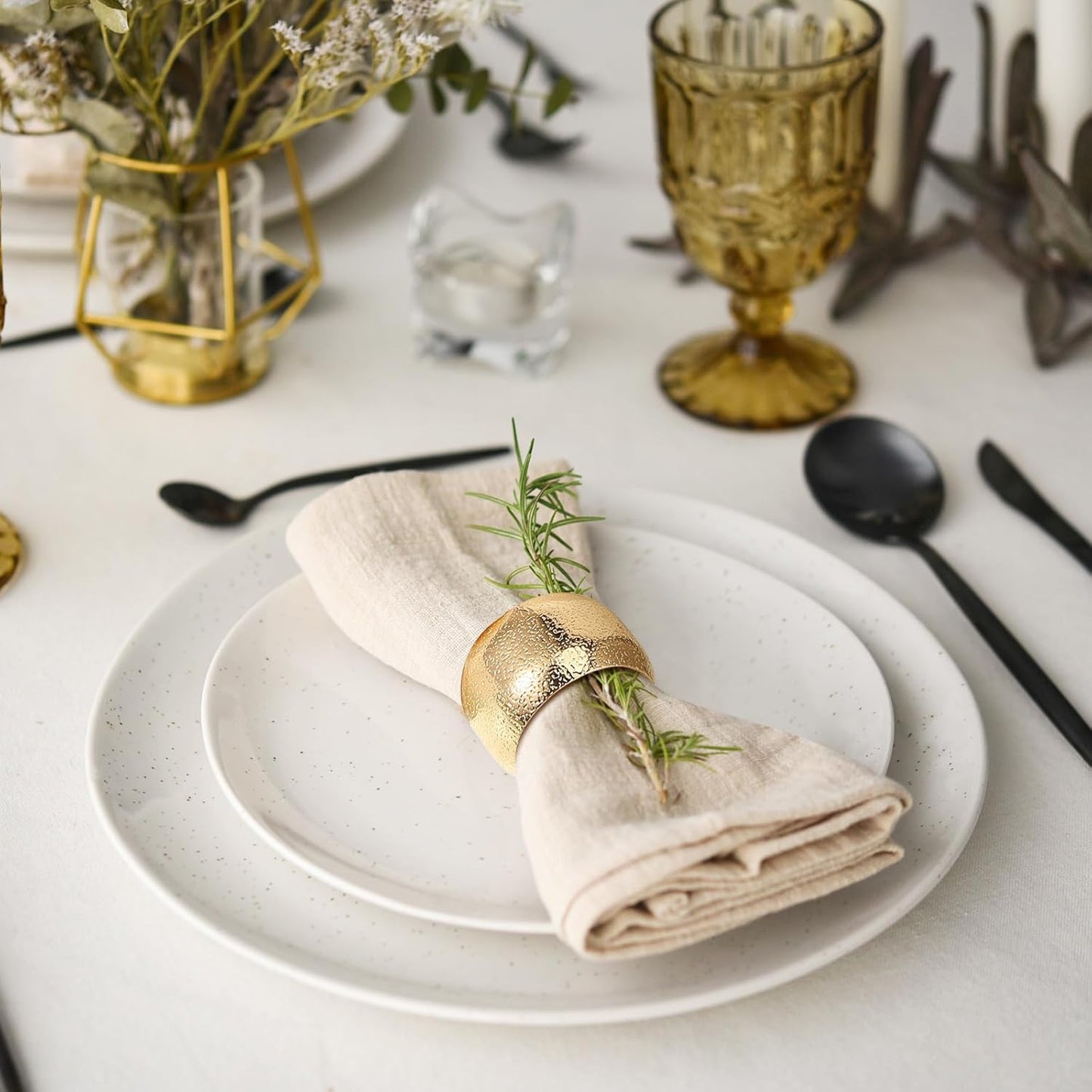 Lallisa Gold Napkin Rings Metal Napkin Ring Holders for Cloth Table Decorations for Wedding Anniversary Birthday Dinners Party of Table Setting(24 Pcs,Classic)