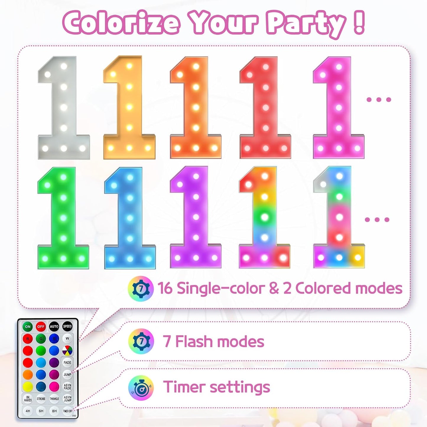 Marquee Numbers 26th-Birthday Decoration: Colorful 3FT Large Light Up 26 Year Old Birthday Decorations Anniversary Backdrop for Boys Girls Cardboard Sign 18 Colors Number 26 Mosaic Balloon Frame