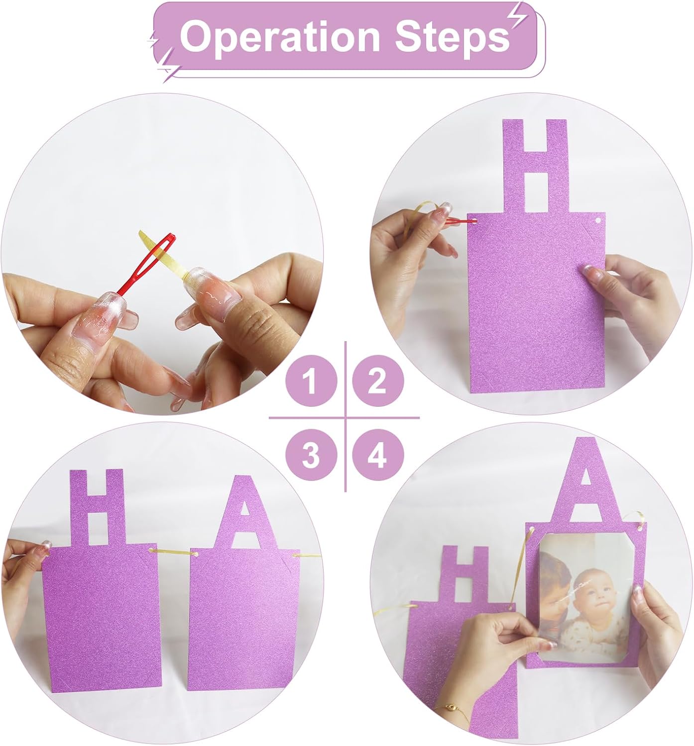 Birthday Photo Banner, Suitable for Kids and Adults Birthday Party Decoration, Annual Milestone Pink Happy Birthday Banner (pink)