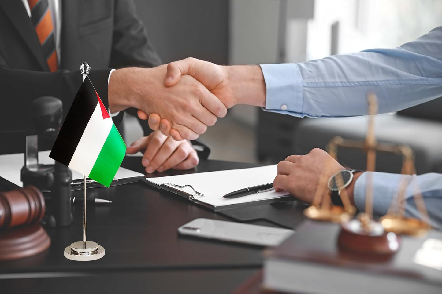 Palestine Palestinian Deluxe Desk Flag Set Small Mini Miniature Palestine Palestinian Table Desktop Flags,Festival Events Celebration,Office Decoration-2 Pack