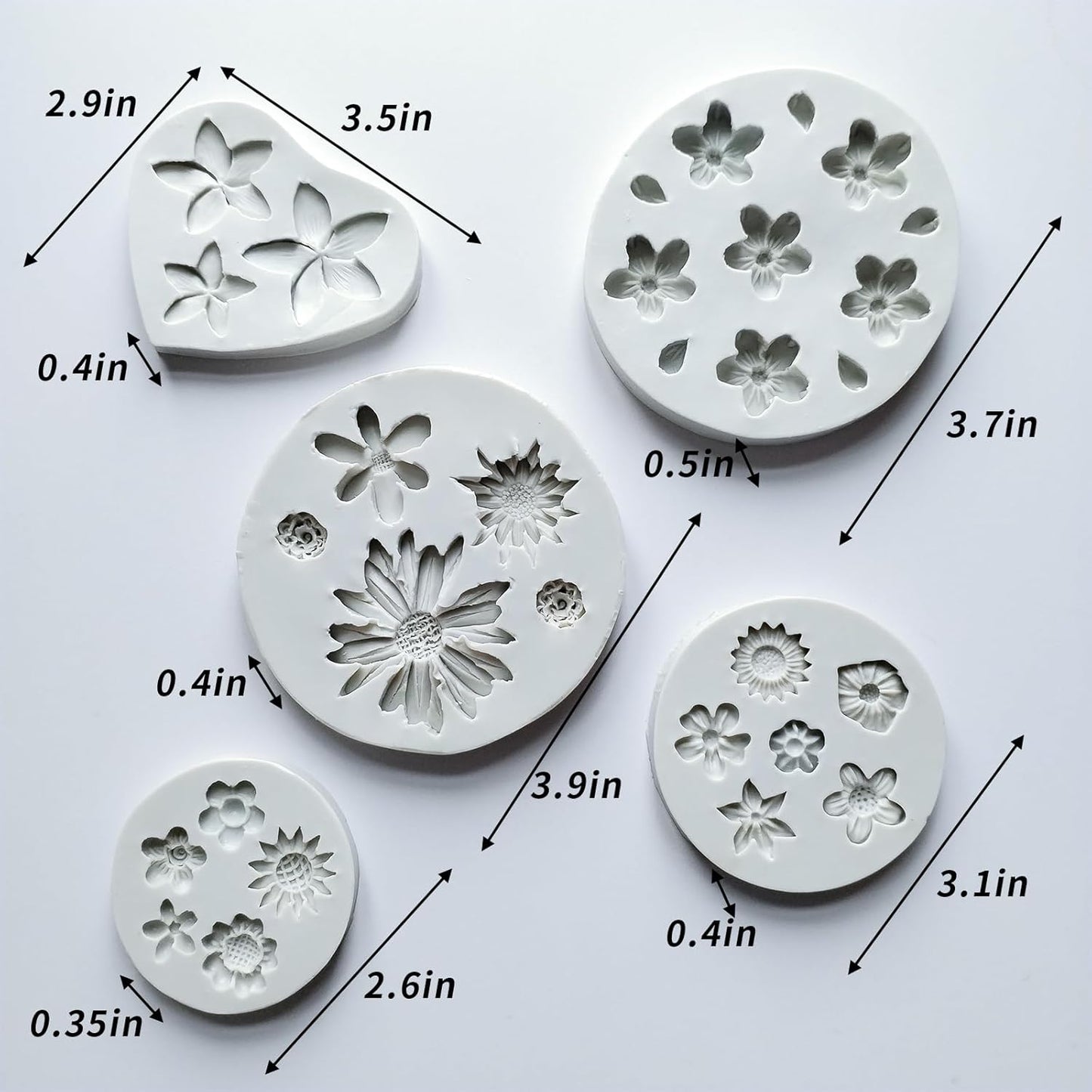 5PCS Flower Silicone Molds, Daisy Flower Fondant Chocolate Jelly Cake Decoration Molds, 3D Floral Resin Candle Soap Wax Polymer Clay Mold, Cute Epoxy Mold for DIY Art Craft Baking Supplies