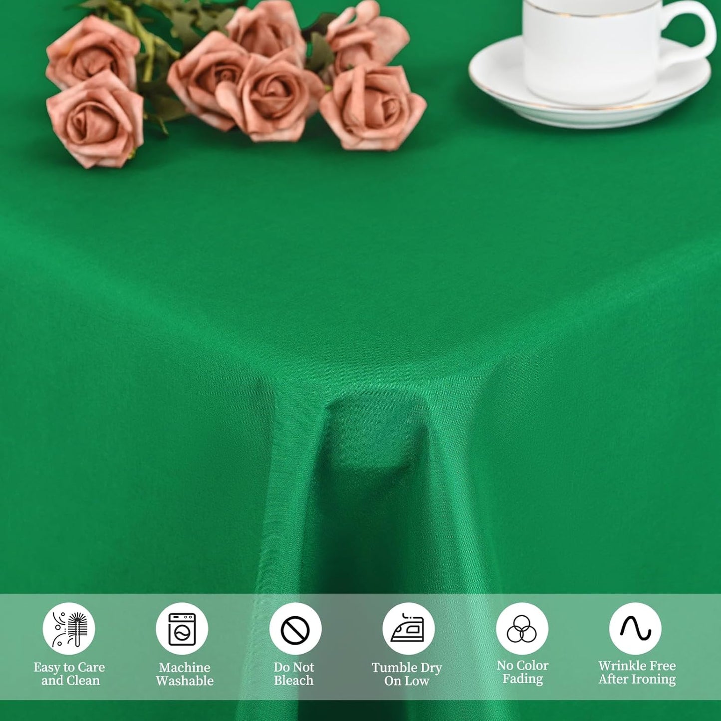 12 Pack Green Tablecloths for Rectangle Tables 60 x 126 Inch Polyester Tablecloth 8 Foot Rectangle Table Cloth Wrinkle Resistant Washable Fabric Table Cover for Party Wedding Banquet Events