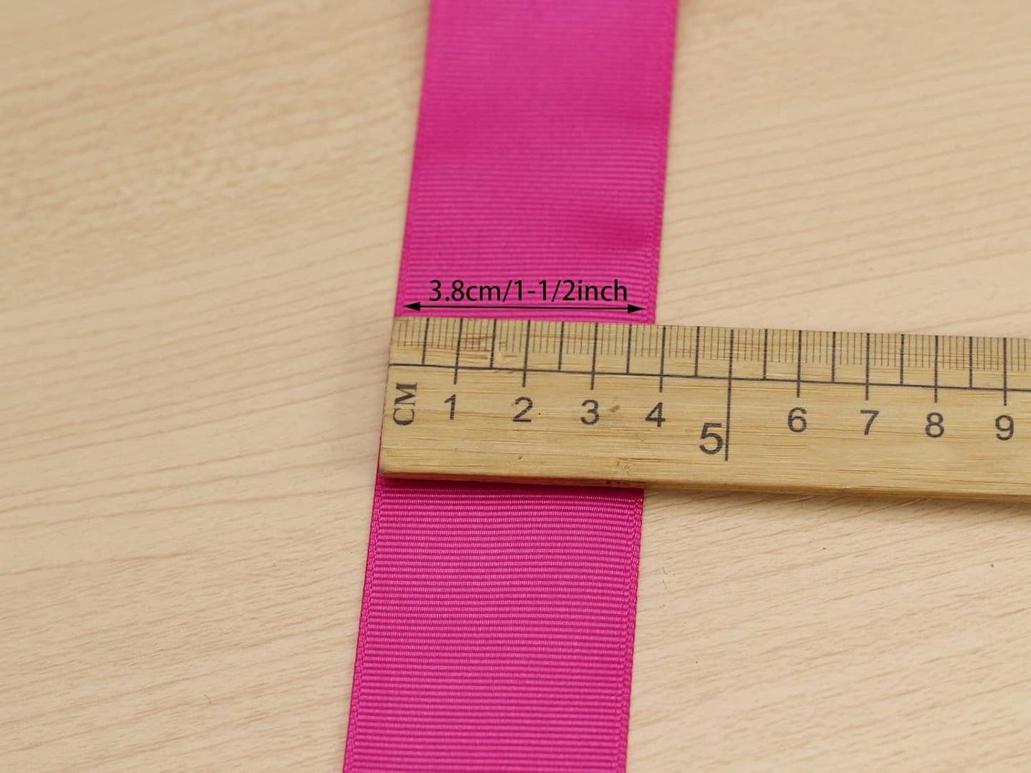 One Roll 50 Yards Soild Rose Grosgrain Ribbon 1 1/2 inch Flower Bouquets Ribbons-1.5 inch Thick Gift Wrapping Ribbon-DIY Crafts Bow Hair Headband Accessories Ribbons #188(38mm)