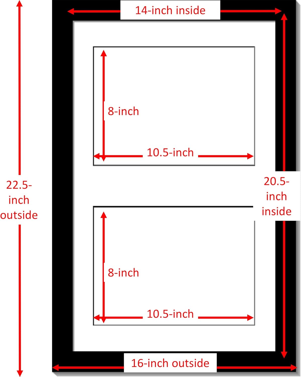 Creative Picture Frames 14X20Bk-W Black Vertical Double Diploma Frame With 2 Opening White Mat, Holds 2-8.5X11-Inch Documents With Wall Hanger